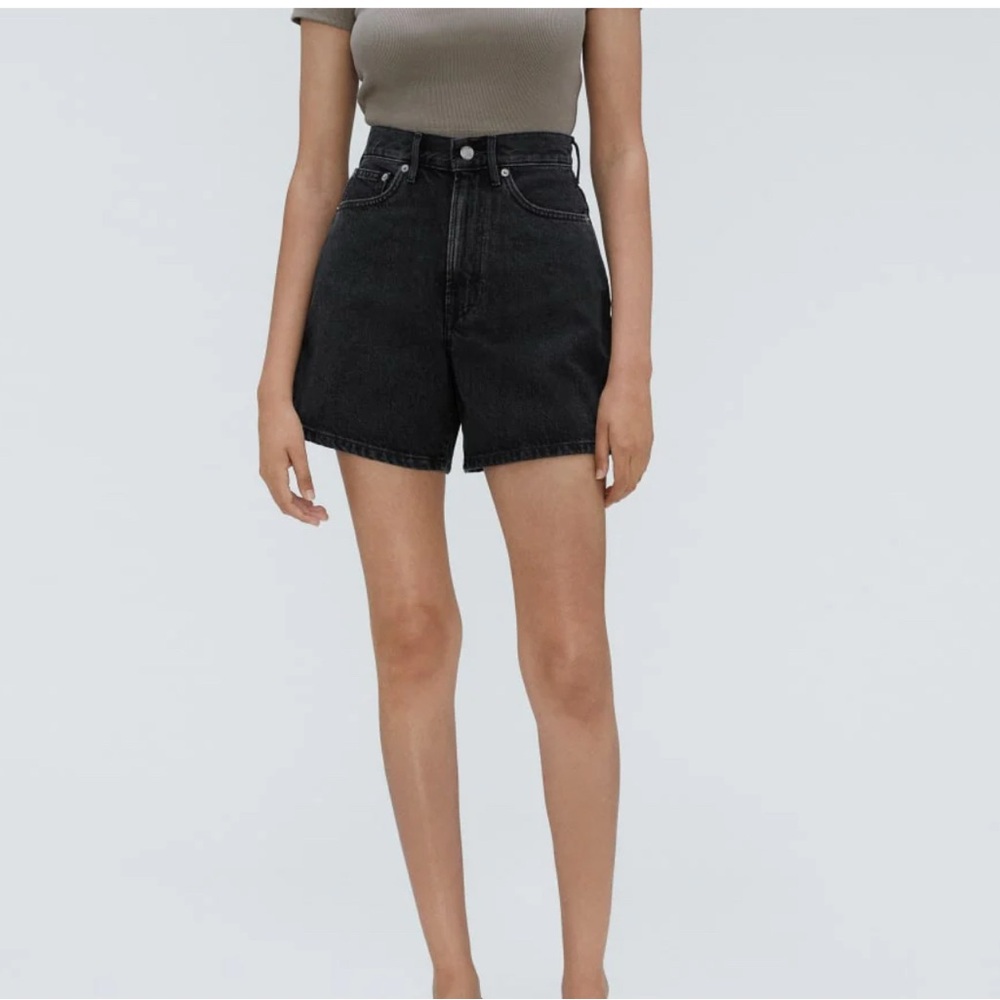 Everlane A Line Black Denim Shorts